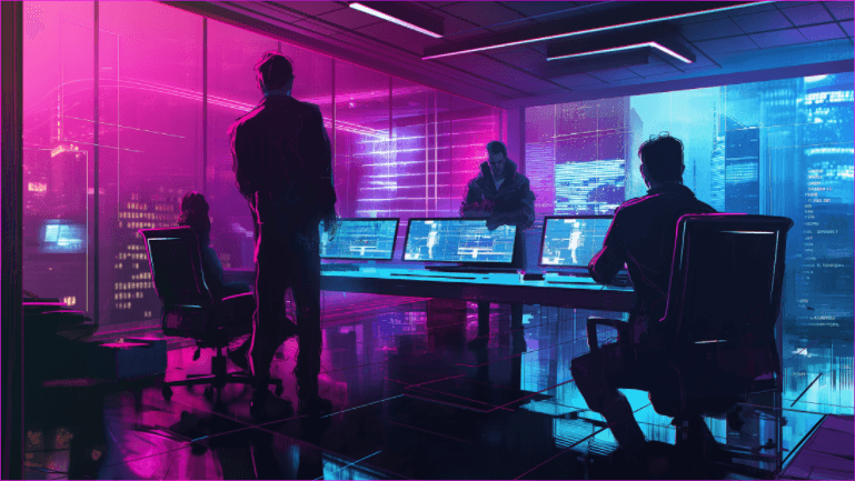 Cyberpunk workspace